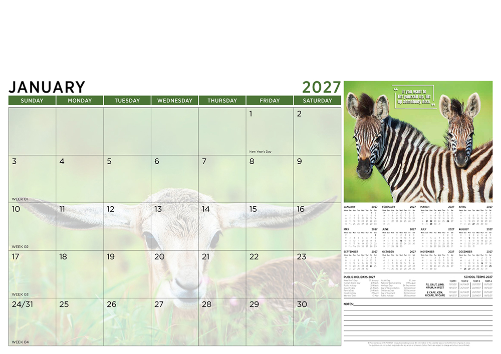 Wild Lives Deskpad 2027_Page_1 African Insights Deskpad Jan